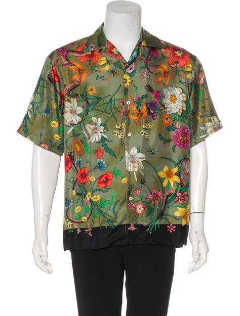 floral print silk bowling shirt gucci|Women's Designer Luxury Shirts .